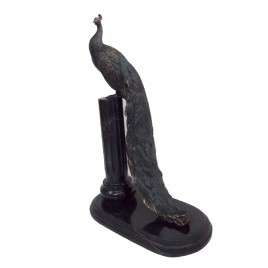 Peacock Sculpture in Antique Gold Finish