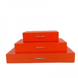 Lacquer Orange Painted Box set (3 pcs)