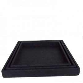 Leather serving tray in coffee color (3 pcs/set)