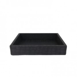 Light Grey Rectangular Leather Tray