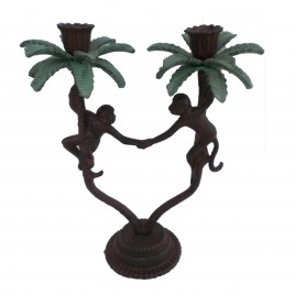 Bronze Palm Tree Candle Stick w/ monkey