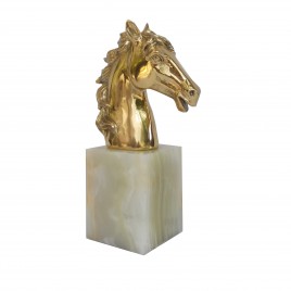 Golden Horse Head on Mable Base