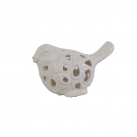 White Ceramic Bird w/ LED Light (S)