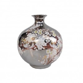 Cherry Blossom Silver Ceramic Vase (S)