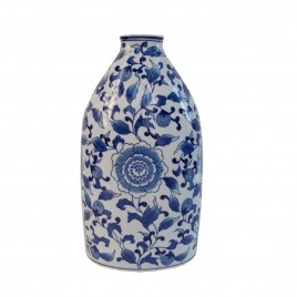 Floral Chinese Blue and White Vase (L)