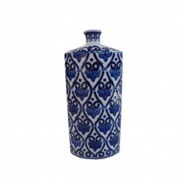 Blue & White Chinese Patterned Vase (L)