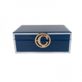 Blue Glass Jewellry Box w/ C Alphabet