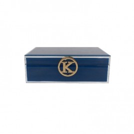 Blue Glass Jewellry Box w/ K Alphabet