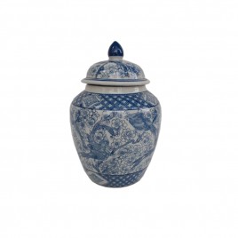 Blue & White Ceramic Lidded Jar (L)