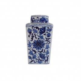 Blue & White Porcelain Ginger Jar w/ Lid