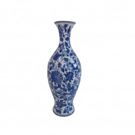 Floral Chinese Blue and White Vase
