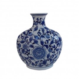 Floral Chinese Blue and White Vase (S)