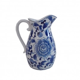 Floral Chinese Blue and White Pitcher