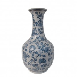 Floral Chinese Blue and White Vase