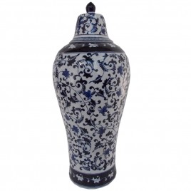 Floral Chinese Ginger Jar w/ Lid (L)