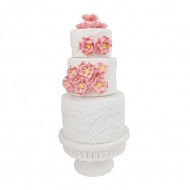 Pink Floral 2-tier White Ceramic Cake (L)
