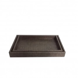 Light Grey Square Leather Tray (2 pcs/set)