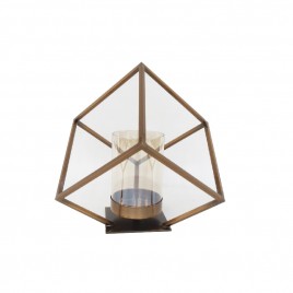 Antique Gold Votive Cube Candle Holder (S)