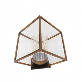Antique Gold Votive Cube Candle Holder (L)