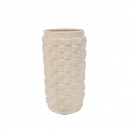 Textured White Ceramic Vase (S)