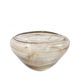 Glass Vase w/ Swirl Brown Pattern