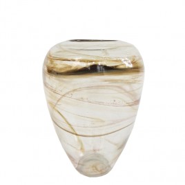 Glass Vase w/ Swirl Brown Pattern