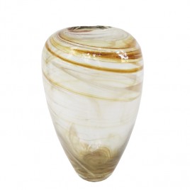 Glass Vase w/ Swirl Brown Pattern