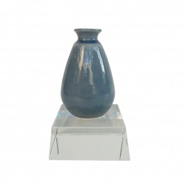 Cobalt Blue Ceramic Vase w/ Crystal Base