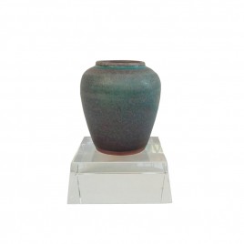Stormy Blue Ceramic Vase w/ Crystal base