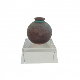 Stormy Blue Ceramic Vase w/ Crystal base