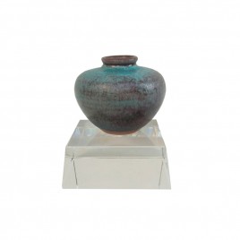 Stormy Blue Ceramic Vase w/ Crystal base