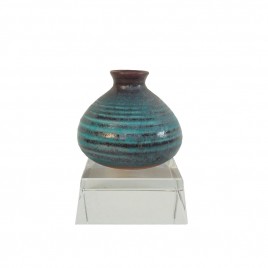 Stormy Blue Ceramic Vase w/ Crystal base