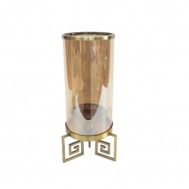 Gold Chinese Hurricane Candle Holder (L)