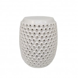 Bubble white ceramic drum stool
