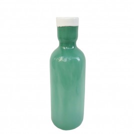 Green w/ white trim Glass Vase (Small)