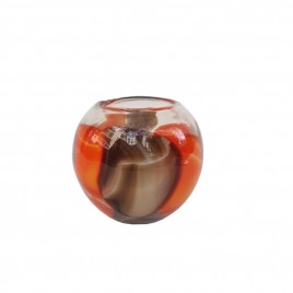 Round Paprika Brown Glass Vase