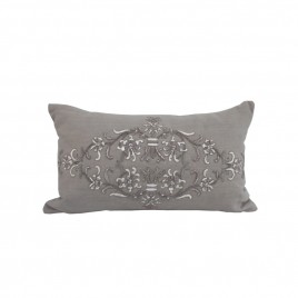 Hand Embroidery Flower on Grey Linen