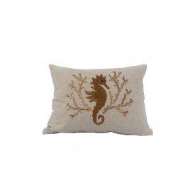 Seahorse Hand Embroidery on Chambrey Cotton