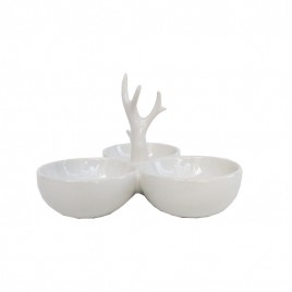 White coral ceramic trio nut bowl