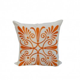Flower Embroidery Cushion Cover (Orange)
