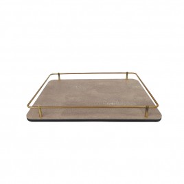 Faux Shagreen Tray with Gold Trim (L)