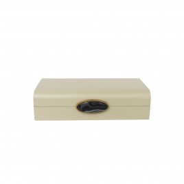 White painted box w/ natural stone handle (S)