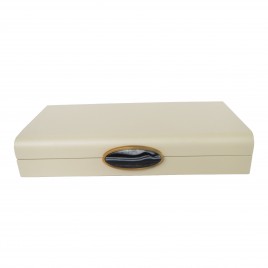 White painted box w/ natural stone handle (L)