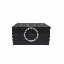 Black decorative box w/ silver handle (S)