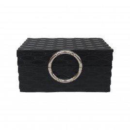 Black decorative box w/ silver handle (L)