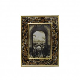 Brown feather with gold trim photo frame