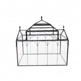 Metal frame glass candle box (L)