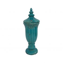 Blue Finial Ceramic Jar (Small)