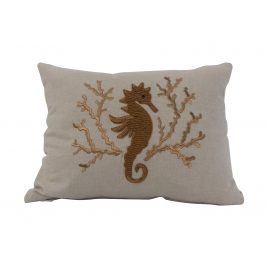 Seahorse Hand Embroidery on Chambrey Cotton