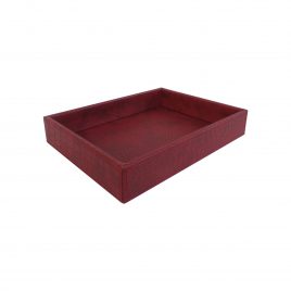 Red Rectangular Leather Tray